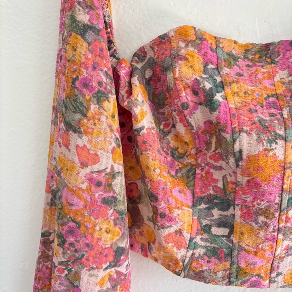 Wild Fable Pink Floral Corset Crop-top - Picture 3 of 8